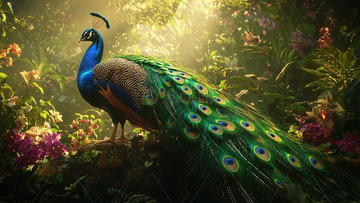 孔雀在花园里绽放