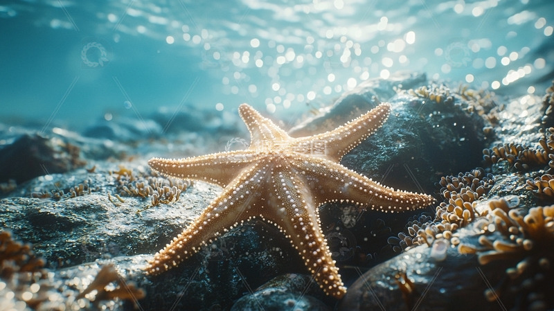 高清大图下载【趣麦麦图】海星在礁石上的特写