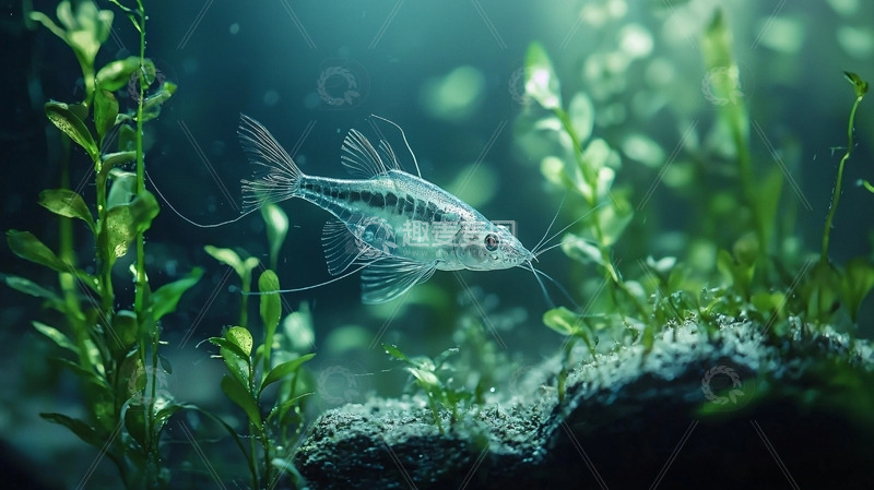 高清大图下载【趣麦麦图】透明鱼类水草背景