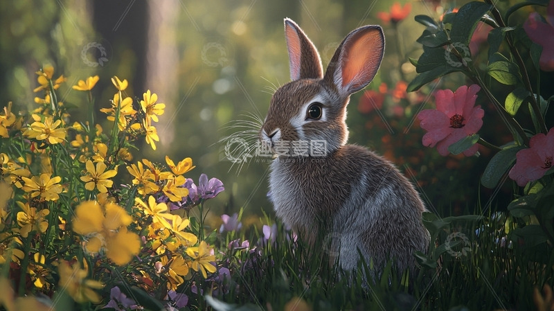 高清大图下载【趣麦麦图】森林里的小兔子
