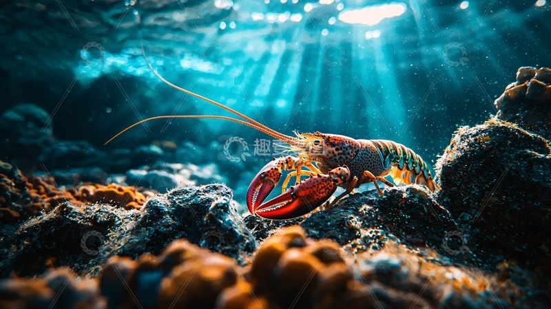 高清大图下载【趣麦麦图】水下龙虾特写