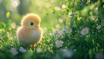 清晨欢快的小鸡