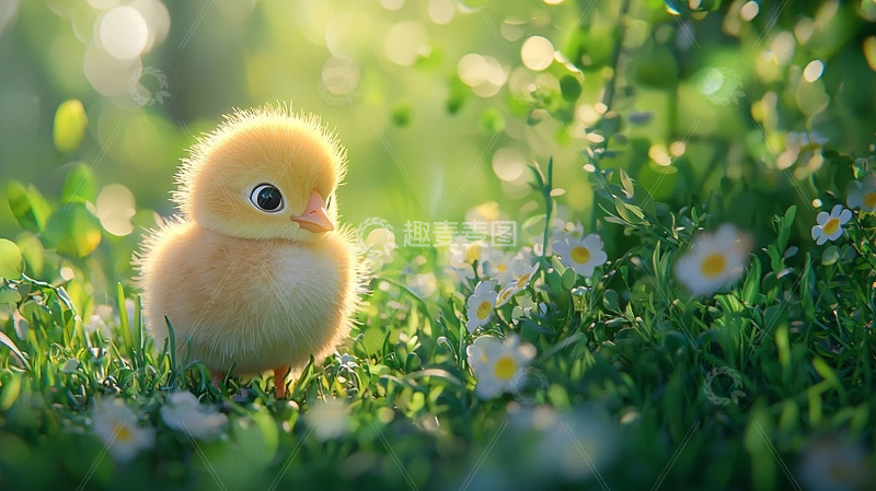 高清大图下载【趣麦麦图】清晨欢快的小鸡