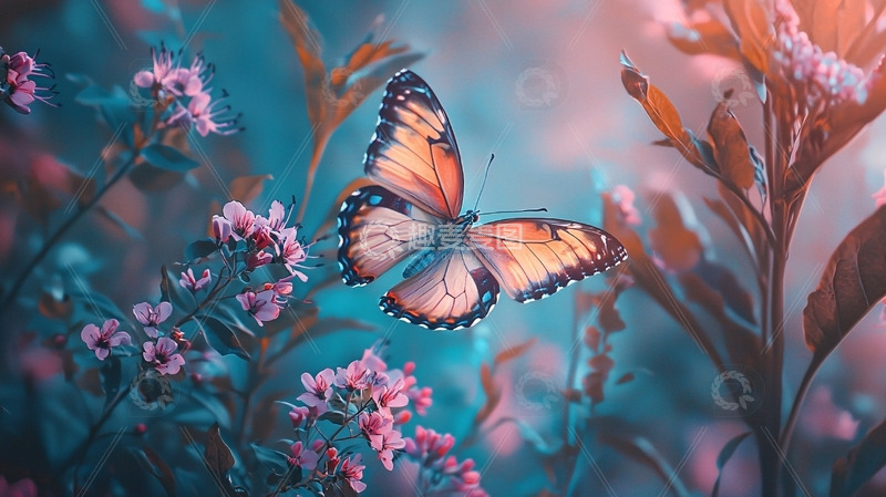 高清大图下载【趣麦麦图】梦幻蝴蝶花丛