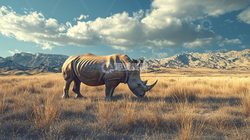 高清大图下载【趣麦麦图】草原犀牛