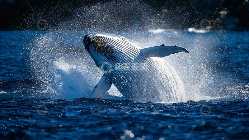 高清大图下载【趣麦麦图】鲸鱼跃出水面