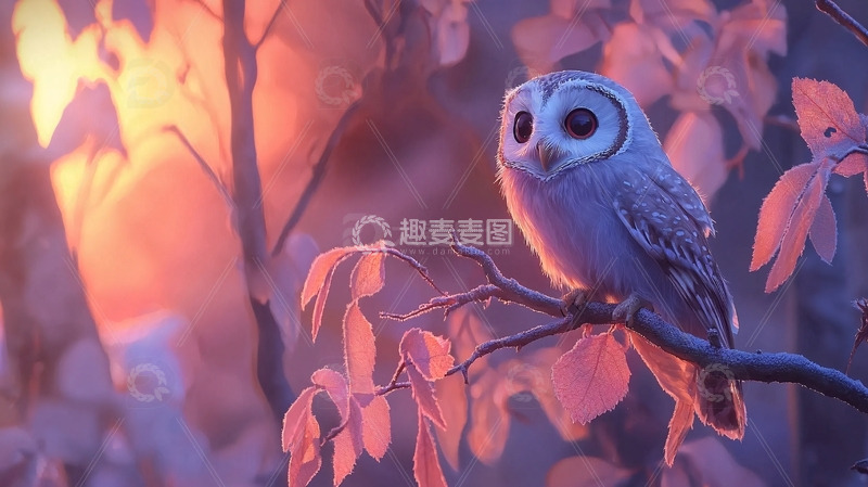 高清大图下载【趣麦麦图】梦幻森林小猫头鹰