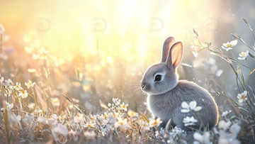 阳光下的小兔子