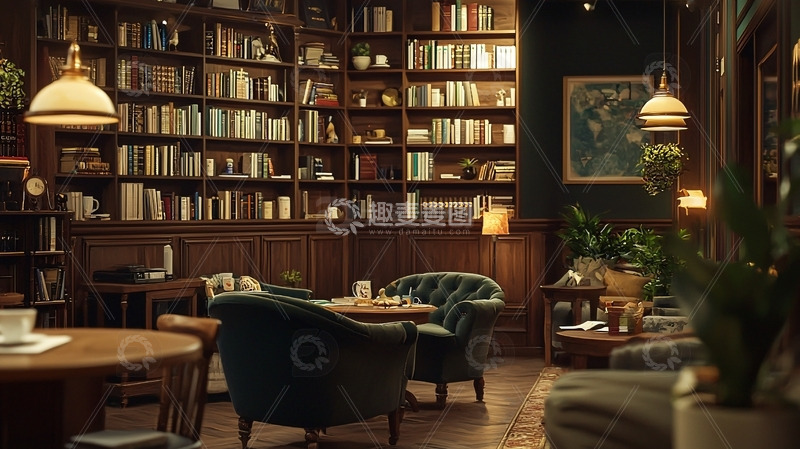 高清大图下载【趣麦麦图】复古书房