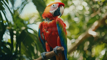 红绿金刚鹦鹉栖息树枝