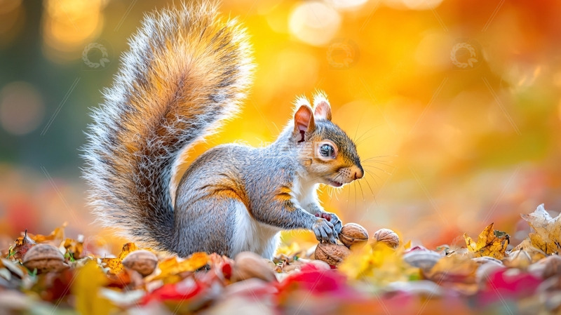 高清大图下载【趣麦麦图】秋天松鼠