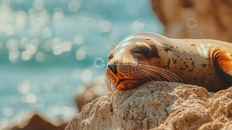 高清大图下载【趣麦麦图】海豹在岩石上休息