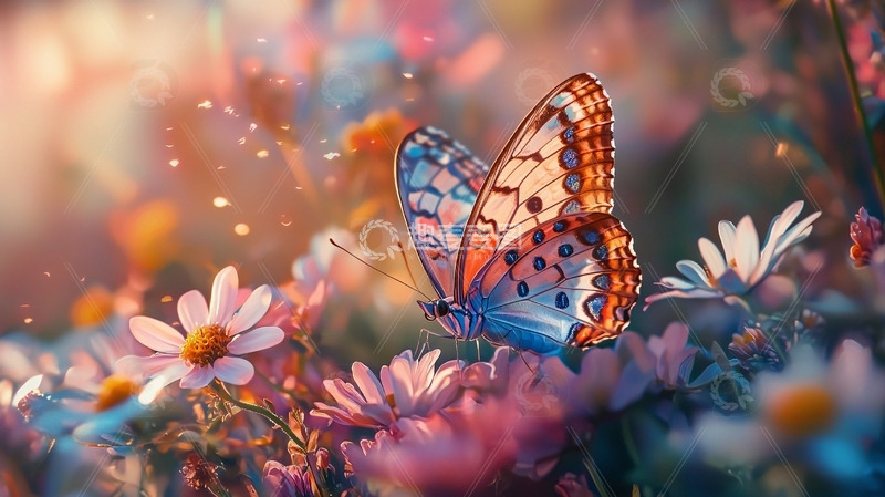 高清大图下载【趣麦麦图】彩色蝴蝶花田