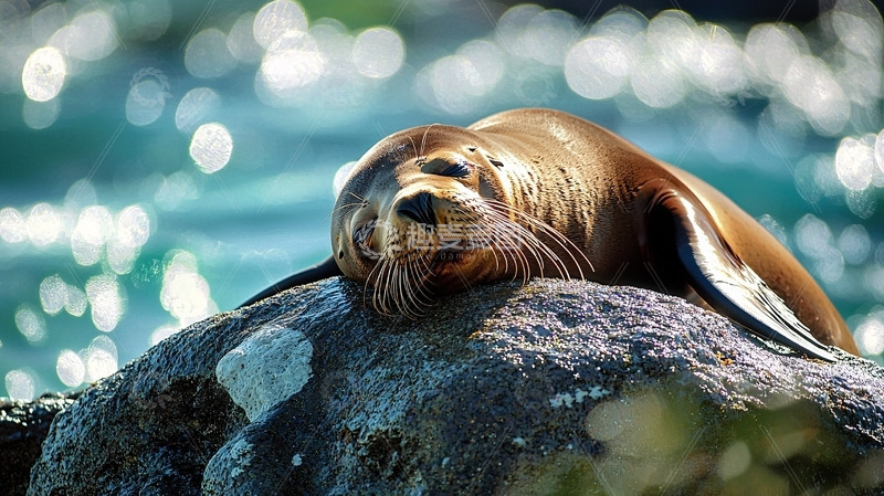高清大图下载【趣麦麦图】海豹在岩石上休息