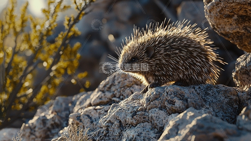高清大图下载【趣麦麦图】岩石上的小刺猬
