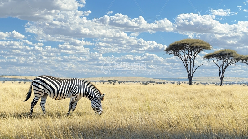 高清大图下载【趣麦麦图】草原斑马