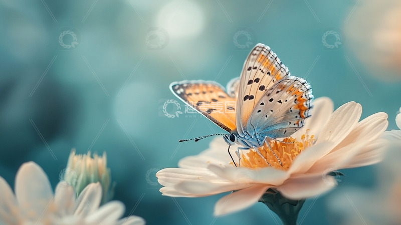 高清大图下载【趣麦麦图】蝴蝶停在花朵上