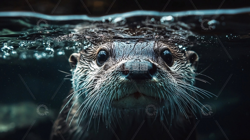 高清大图下载【趣麦麦图】水下水獭特写