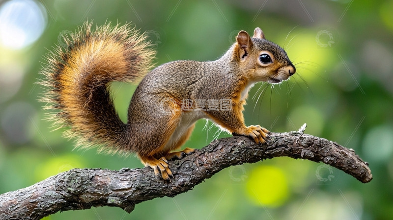 高清大图下载【趣麦麦图】小松鼠在树枝上