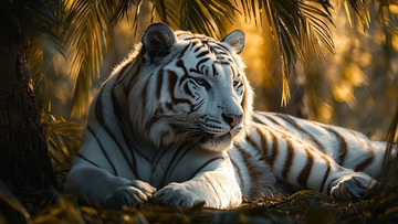 树荫下休憩的白虎