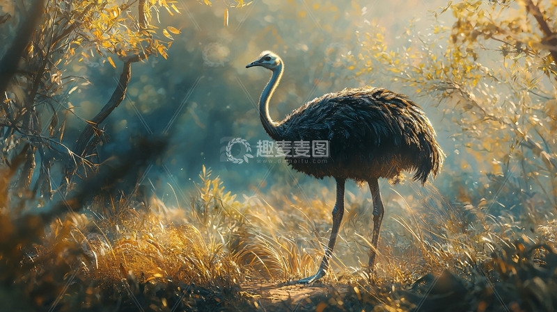 高清大图下载【趣麦麦图】阳光下的美洲鸵