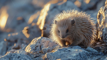 夕阳下的小刺猬