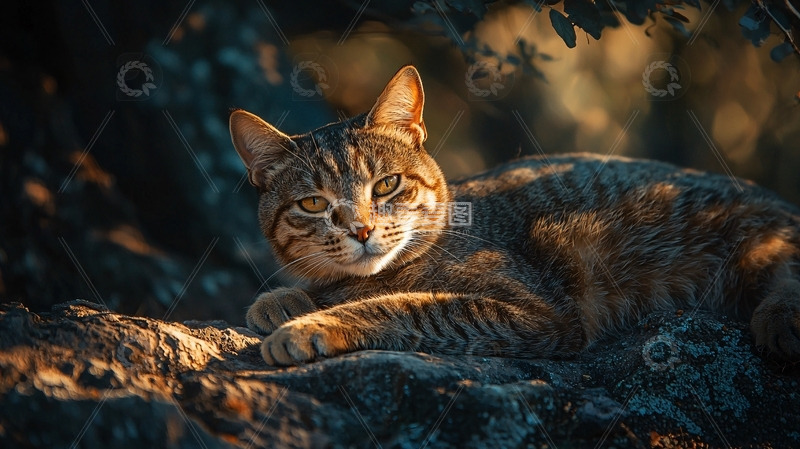 高清大图下载【趣麦麦图】树荫下休憩的猫咪