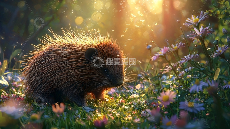 高清大图下载【趣麦麦图】森林里的小刺猬