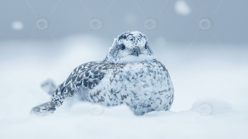 高清大图下载【趣麦麦图】雪地里休憩的鸟类