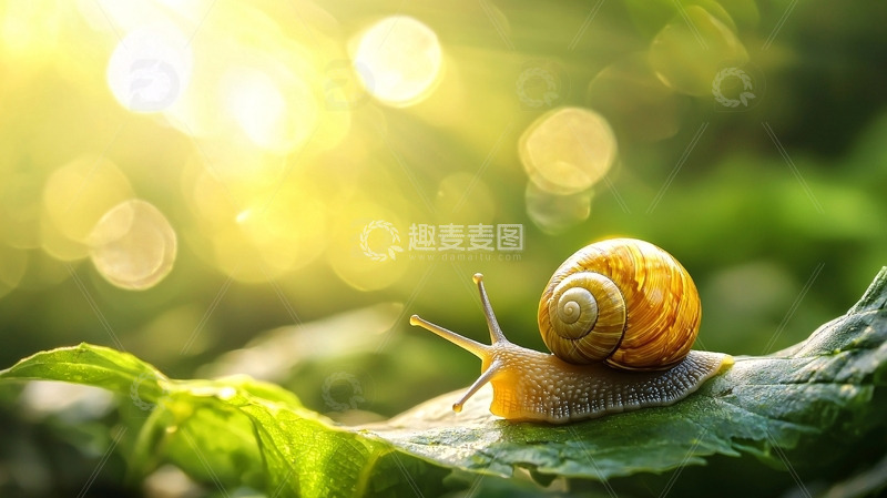 高清大图下载【趣麦麦图】阳光下的蜗牛