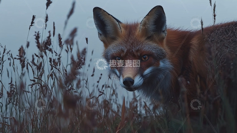 高清大图下载【趣麦麦图】草原上红狐的凝视