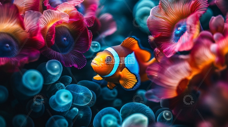 高清大图下载【趣麦麦图】小丑鱼珊瑚礁梦幻海底世界