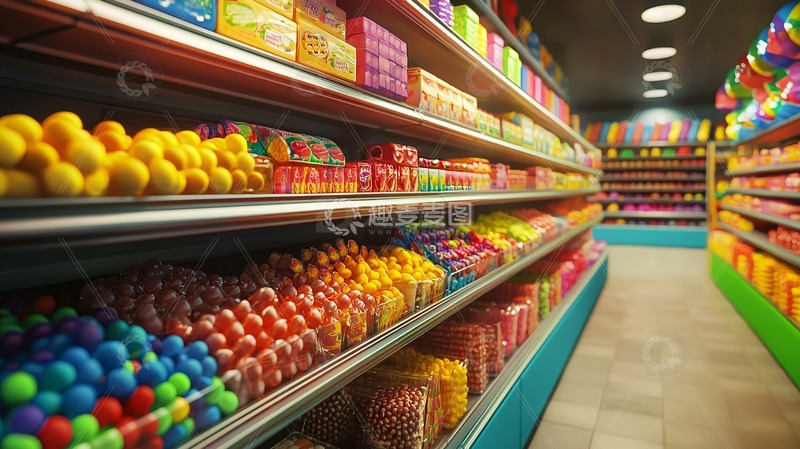 高清大图下载【趣麦麦图】琳琅满目的糖果货架