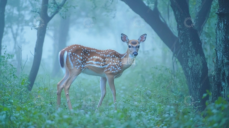 雾中森林小鹿