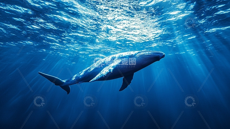 高清大图下载【趣麦麦图】深海鲸鱼光线透射