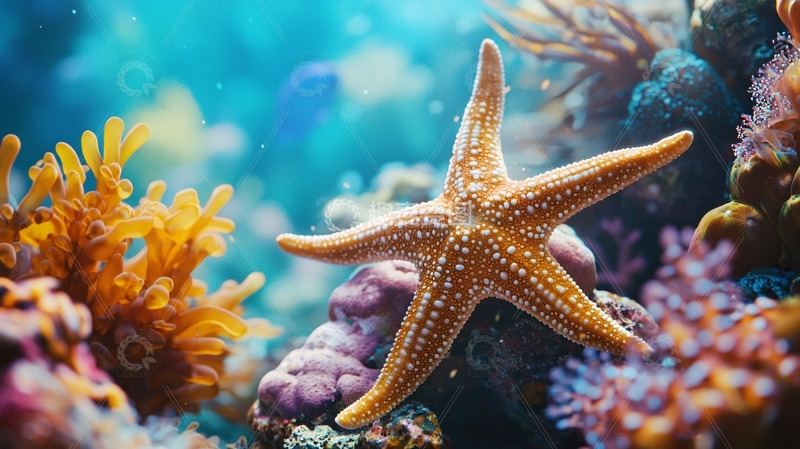 高清大图下载【趣麦麦图】海星与珊瑚礁