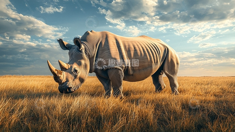 高清大图下载【趣麦麦图】草原上的犀牛