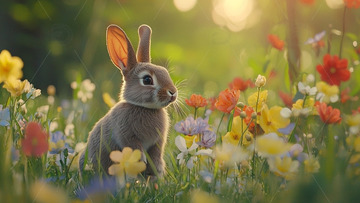 小兔子在花丛中