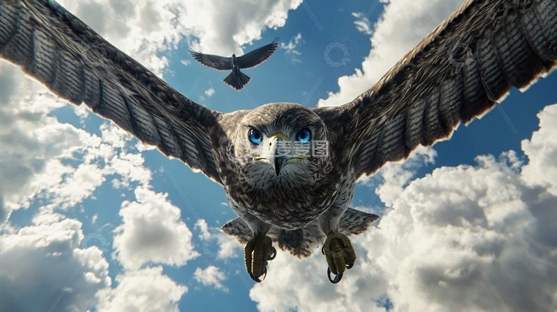 高清大图下载【趣麦麦图】雄鹰俯瞰云层