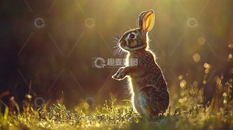 高清大图下载【趣麦麦图】阳光下站立的兔子