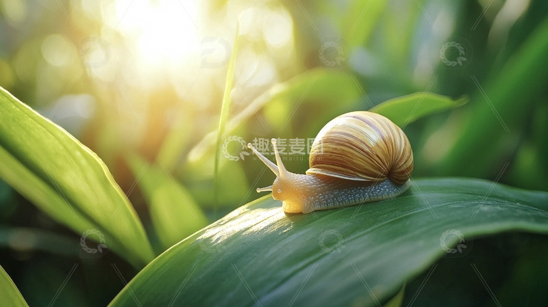 高清大图下载【趣麦麦图】阳光下的蜗牛