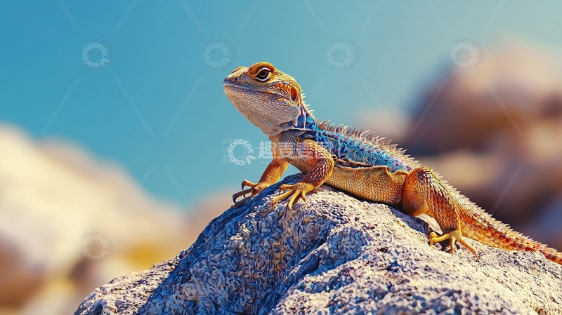 高清大图下载【趣麦麦图】阳光下岩石上的蜥蜴