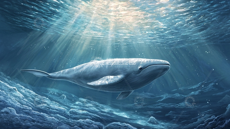 高清大图下载【趣麦麦图】深海鲸鱼光线唯美