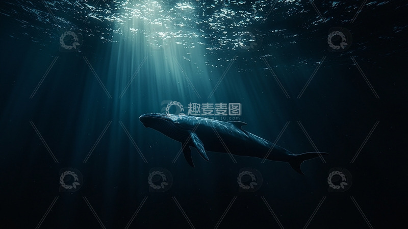 高清大图下载【趣麦麦图】深海鲸鱼光线