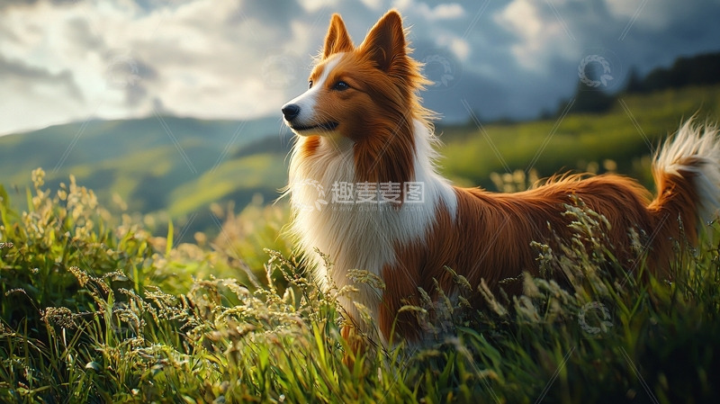 高清大图下载【趣麦麦图】红白相间边境牧羊犬