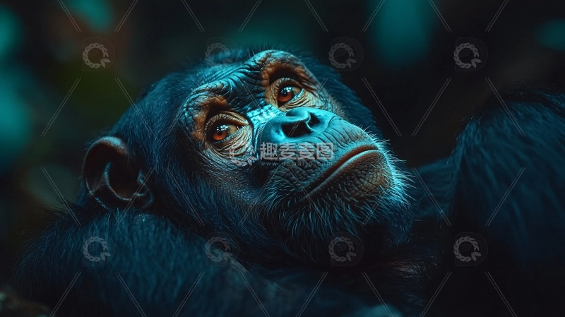 高清大图下载【趣麦麦图】黑猩猩特写肖像
