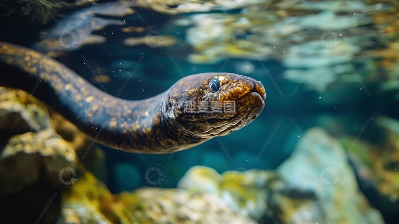 高清大图下载【趣麦麦图】水中游动的鳗鱼特写