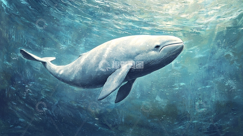 高清大图下载【趣麦麦图】水中白色鲸鱼