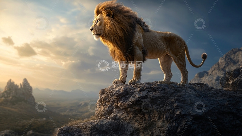 高清大图下载【趣麦麦图】雄狮日落山顶远眺