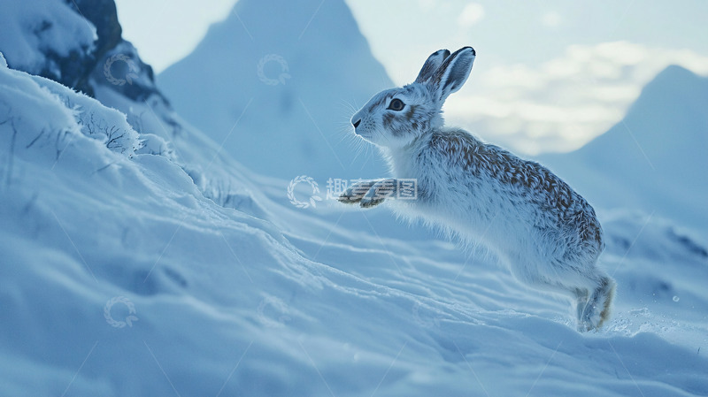 高清大图下载【趣麦麦图】雪地里的兔子